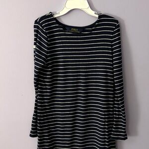 Polo by Ralph Lauren Navy and White Girls Long Sleeve Dress Size 6